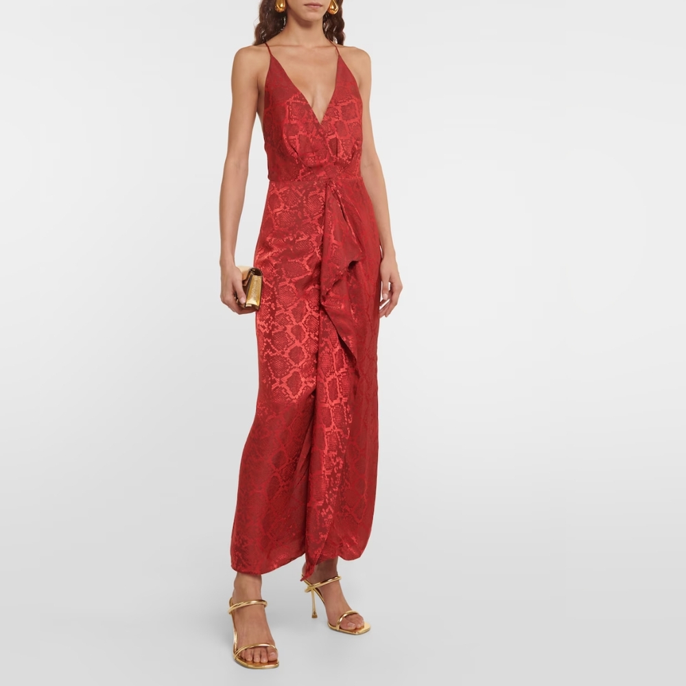 SIMKHAI Carmine snake-print satin maxi dress